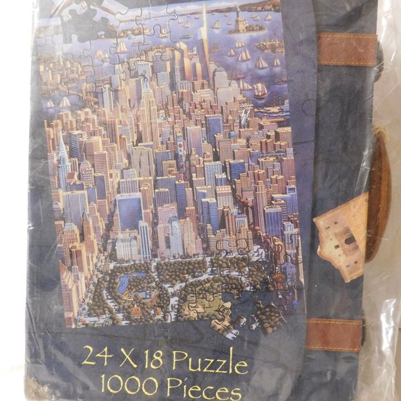 Eric Dowdle Folk Art New York City Puzzle with Suitcase 1000 Pieces BRAND NEW - Picture 1 of 6